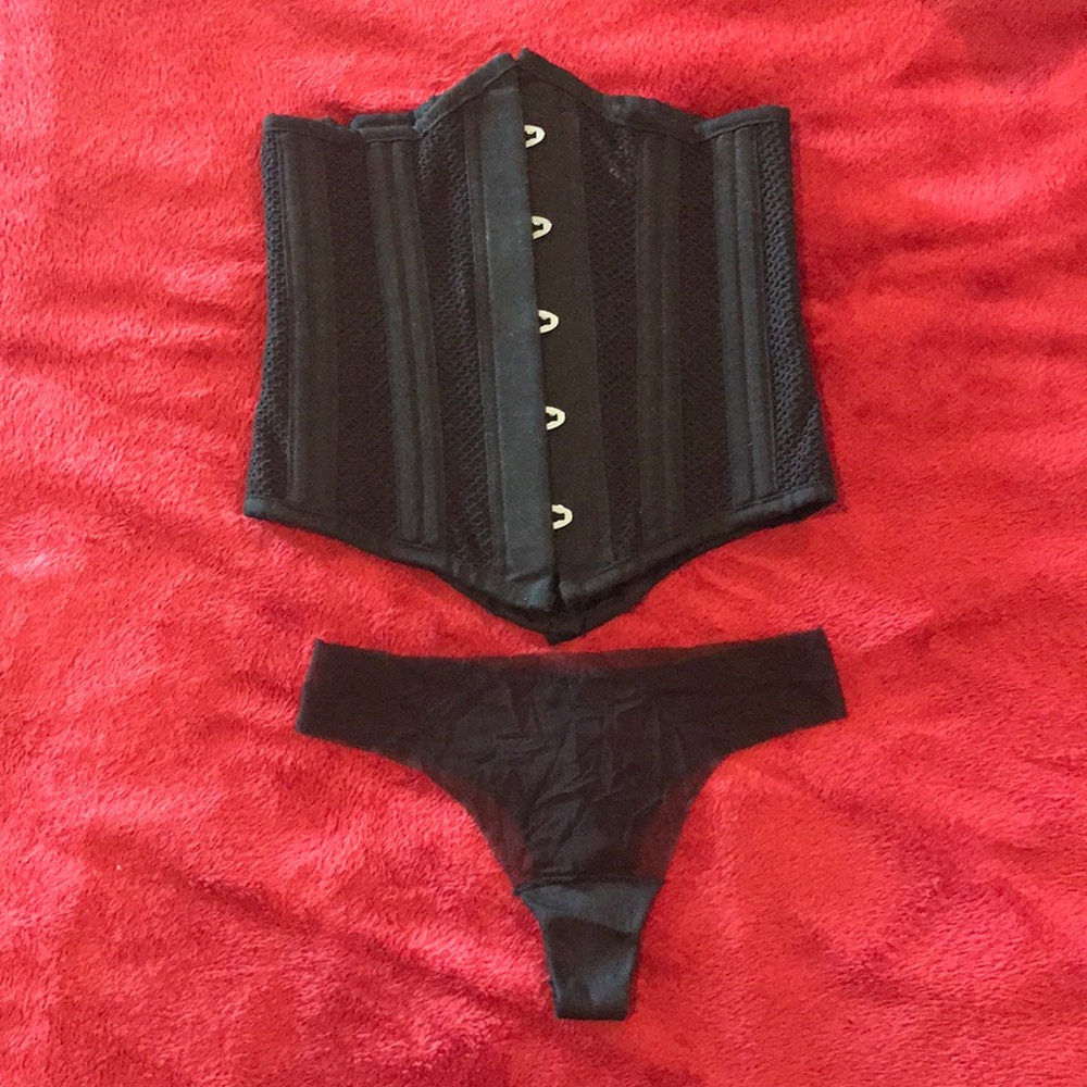 Mesh Underbust Corset and Panty Set